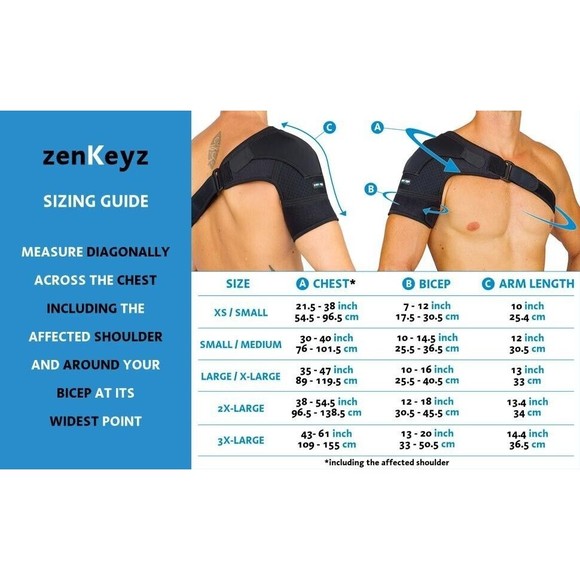 ZenKeyz  Active Living - Unisex Shoulder Brace - Black Color - Size Larg… - Picture 4 of 4